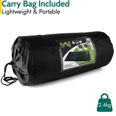 Double Camping Mat Self Inflating Inflatable Camp Roll Mattress With Bag Black Trail - 5