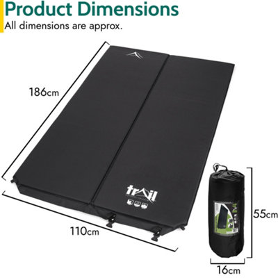 Double Camping Mat Self Inflating Inflatable Camp Roll Mattress With Bag Black Trail - 6