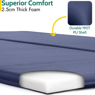 Double Camping Mat Self Inflating Inflatable Camp Roll Mattress With Bag Blue Trail