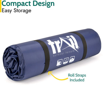 Double Camping Mat Self Inflating Inflatable Camp Roll Mattress With Bag Blue Trail