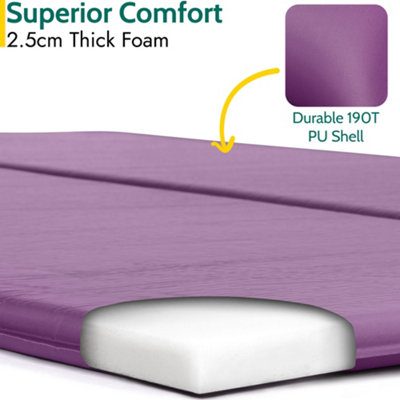 Double Camping Mat Self Inflating Inflatable Camp Roll Mattress With Bag Purple Trail - 3