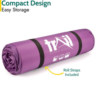 Double Camping Mat Self Inflating Inflatable Camp Roll Mattress With Bag Purple Trail - 4