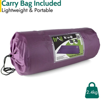 Double Camping Mat Self Inflating Inflatable Camp Roll Mattress With Bag Purple Trail - 5