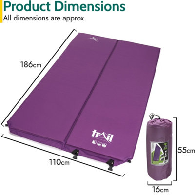 Double Camping Mat Self Inflating Inflatable Camp Roll Mattress With Bag Purple Trail - 6