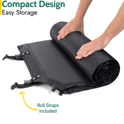 Double Camping Mat Self Inflating Inflatable Roll Mattress Extra Thick 5cm Black Trail
