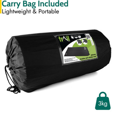 Double Camping Mat Self Inflating Inflatable Roll Mattress Extra Thick 5cm Black Trail
