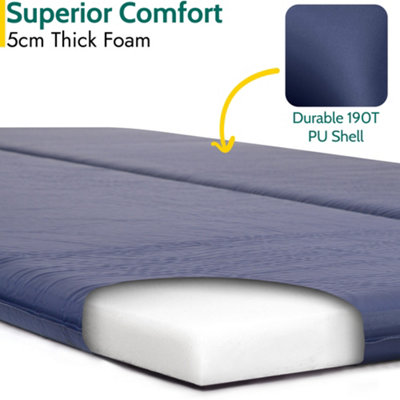 Double Camping Mat Self Inflating Inflatable Roll Mattress Extra Thick 5cm Blue Trail - 3
