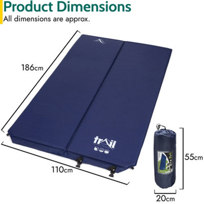 Double Camping Mat Self Inflating Inflatable Roll Mattress Extra Thick 5cm Blue Trail - 6