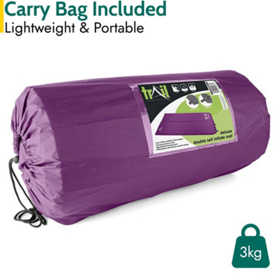 Double Camping Mat Self Inflating Inflatable Roll Mattress Extra Thick 5cm Purple Trail - 5