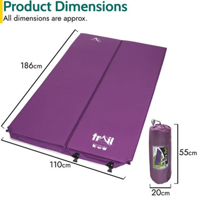 Double Camping Mat Self Inflating Inflatable Roll Mattress Extra Thick 5cm Purple Trail - 6