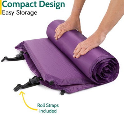 Double Camping Mat Self Inflating Inflatable Roll Mattress Extra Thick ...