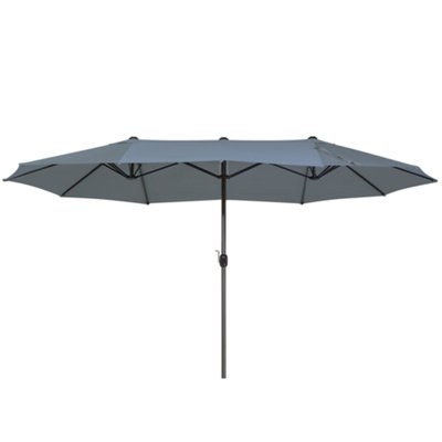 Double Canopy Garden Parasol 2.7 x 4.6 m Dark Grey SIBILLA