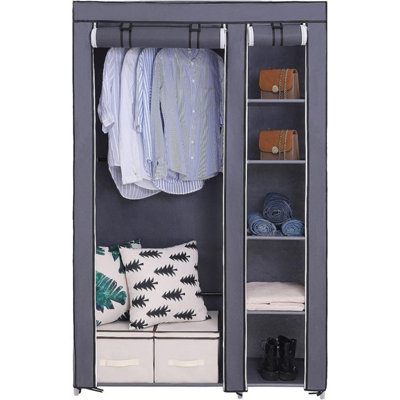 Freestanding Closet Organizer, Garment Rack with 2 Drawers & ShelvesGray in  2023