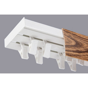 Double Curtain Ceiling Rail Track PCV 180 cm (L) CLIPS + OAK COVER