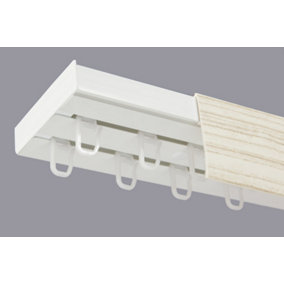 Double Curtain Ceiling Rail Track PCV 180 cm (L) HOOKS + BLEACHED COVER