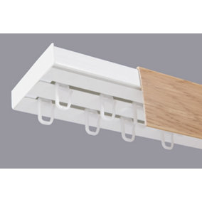 Double Curtain Ceiling Rail Track PCV 180 cm (L) HOOKS + LIGHT OAK COVER