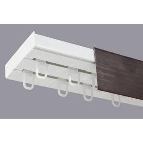 Double Curtain Ceiling Rail Track PCV 180 cm (L) HOOKS + WENGE COVER