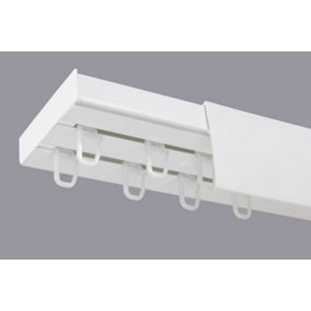 Double Curtain Ceiling Rail Track PCV 180 cm (L) HOOKS + WHITE COVER