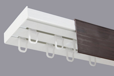 Buy Double Curtain Ceiling Rail Track PCV 240 cm (L) HOOKS + WENGE ...