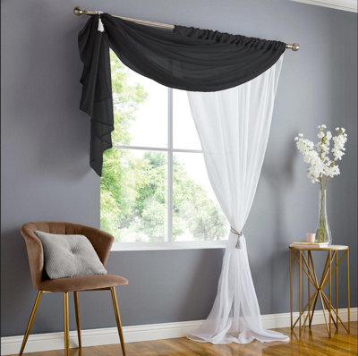 Black and white window scarf discount