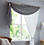 Double Display Voile 150cm x 183cm Charcoal/White Slot Top Curtain Panel