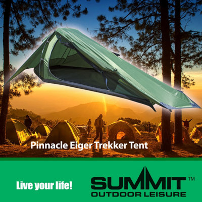 VFM - Single Eiger Trekker Tent - Sage Green 1 Person Waterproof, Lightweight and Durable Camping Shelter with Carry Bag - Pinnacle Summit Outdoor Leisure