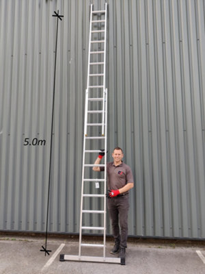 Double Extension Ladder 2 x 11 Rung 5.0m Max Open Height 3.0m Closed Ladders