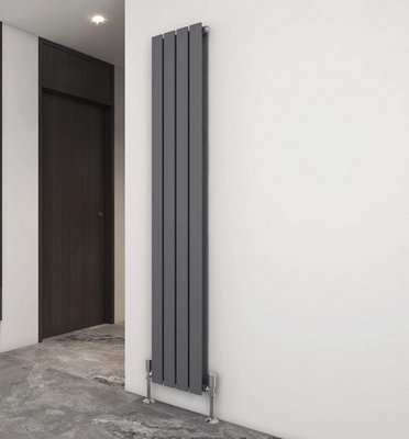 Double Flat Panel Vertical Column Radiator 1800x272 mm Anthracite by MCC Direct