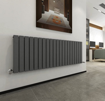 Double Flat Panel Vertical Column Radiator 600x1428 mm Anthracite by MCC Direct