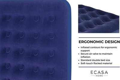 Double Flocked Camping Airbed - Durable, Comfortable, and Easy to Inflate Blue