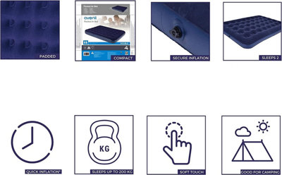 Double Flocked Camping Airbed - Durable, Comfortable, and Easy to Inflate Blue