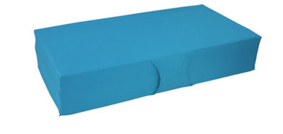 Double Folding Z Bed, Tri - Folding Futon Mattress, Travel Camping Bed With Protective Travel Cover, Turquoise Blue