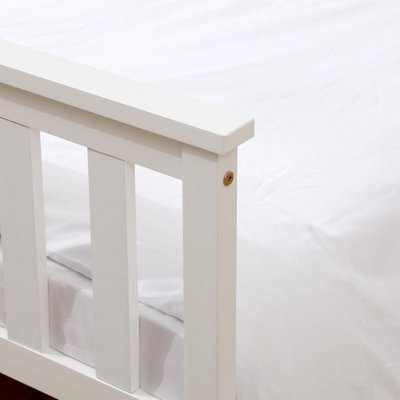 Double Frame Pine Wood Bed - White