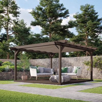Buy Double Garden Pergola and Decking Kit - Wood - L480 x W480 cm ...