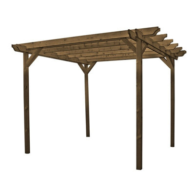 Double Garden Pergola - Wood - L240 x W240 x H270 cm - Rustic Brown ...