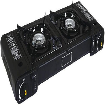 Double Gas Stove Portable Camping Fishing Cooker Portable Chef BBQ