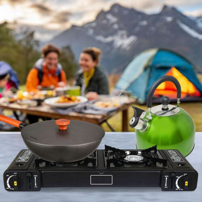 Double Gas Stove Portable Camping Fishing Cooker Portable Chef BBQ Burner  Grill