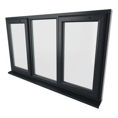 Double glazed Window LH & RH Side Hung Fixed Centre Grey/White Clear Glazed 1770 x 965mm