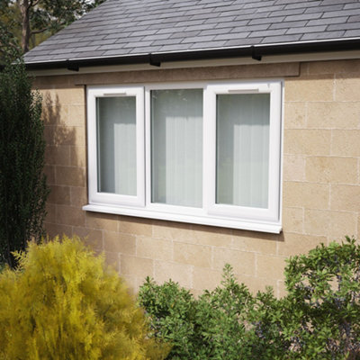 Double glazed Window LH & RH Side Hung Fixed Centre White Clear Glazed 1770 x 1040mm