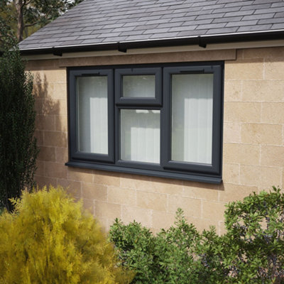 Double glazed Window LH & RH Side Hung & Top Centre Grey/White Clear Glazed 1770 x 1115mm