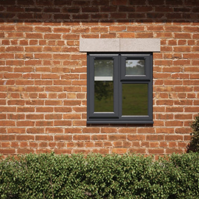 Double glazed Window LH Side Hung and Top Opener Grey/White Clear Glazed 905 x 965mm