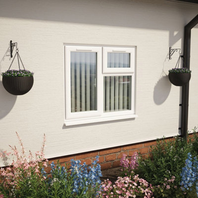 Double glazed Window LH Side Hung and Top Opener White Clear Glazed 1190 x 1190mm