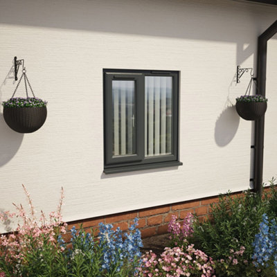 Double glazed Window LH Side Hung Next to a Fixed Grey/White Obscure Glazed 905 x 965mm