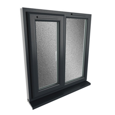 Double glazed Window LH Side Hung Next to a Fixed Grey/White Obscure Glazed 905 x 965mm
