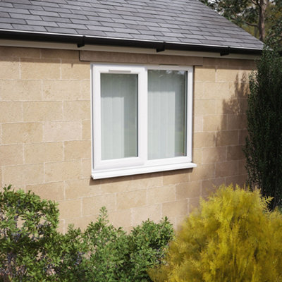 Double glazed Window LH Side Hung Next to a Fixed White Clear Glazed 1190 x 1040mm 10 Year Guarantee with Free Delivery
