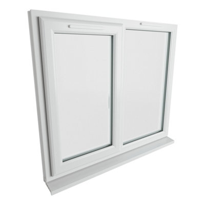 Double glazed Window LH Side Hung Next to a Fixed White Clear Glazed 1190 x 1040mm 10 Year Guarantee with Free Delivery