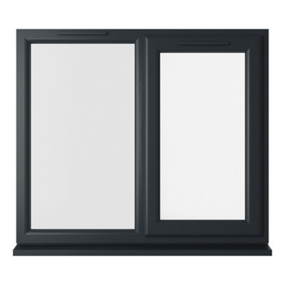 Double glazed Window RH Side Hung Next to a Fixed Grey/White Clear Glazed 1190 x 1040mm 10 Year Guarantee with Free Delivery