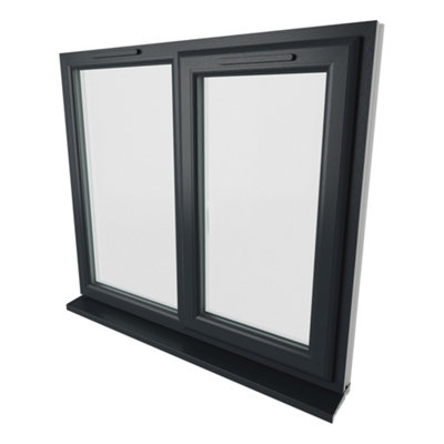 Double glazed Window RH Side Hung Next to a Fixed Grey/White Clear Glazed 1190 x 1040mm 10 Year Guarantee with Free Delivery