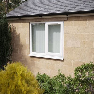 Double glazed Window RH Side Hung Next to a Fixed White Clear Glazed 1190 x 1040mm 10 Year Guarantee with Free Delivery
