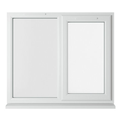 Double glazed Window RH Side Hung Next to a Fixed White Clear Glazed 1190 x 1040mm 10 Year Guarantee with Free Delivery